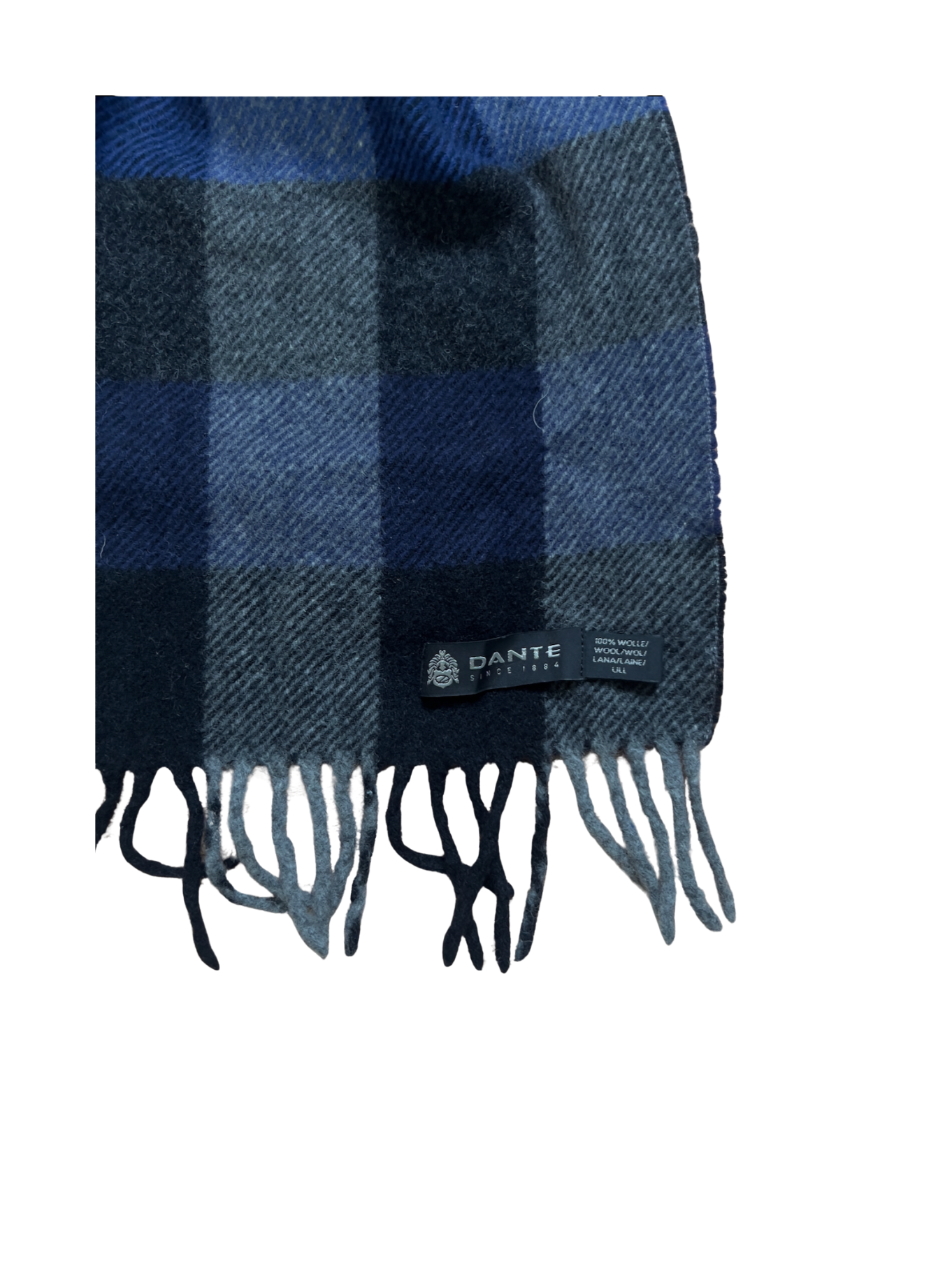 DANTE Premium Wollschal – Blau Kariert