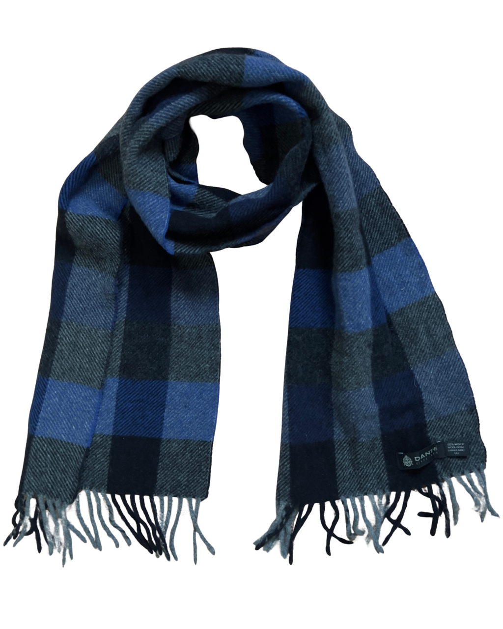 DANTE Premium Wollschal – Blau Kariert
